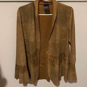 Vocal Brown Women's Blazer with Lace Accents